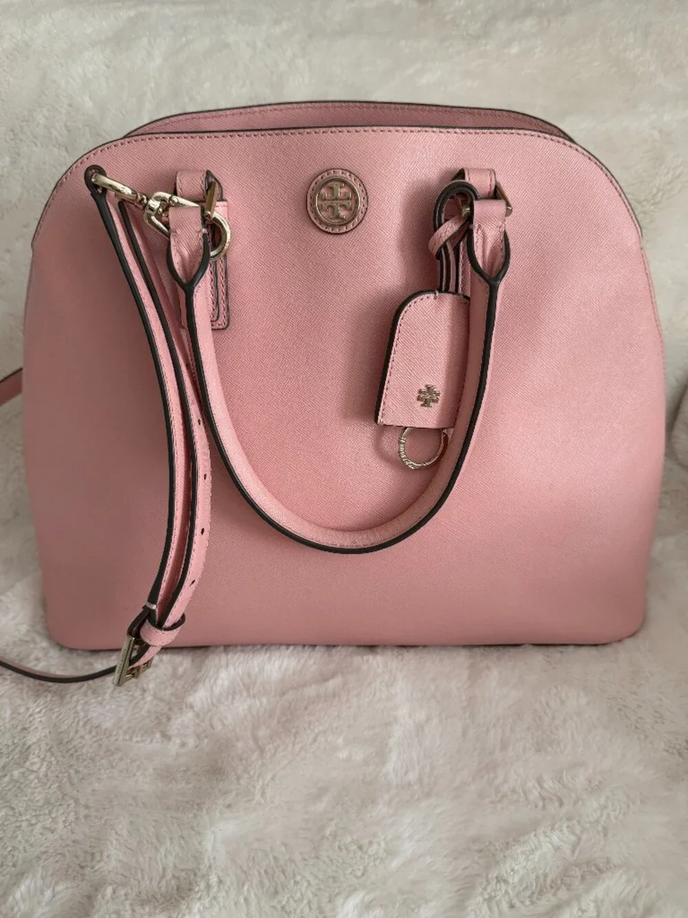Tory Burch Robinson Open Dome Pink Leather Satchel Bag - Picture 3 of 16